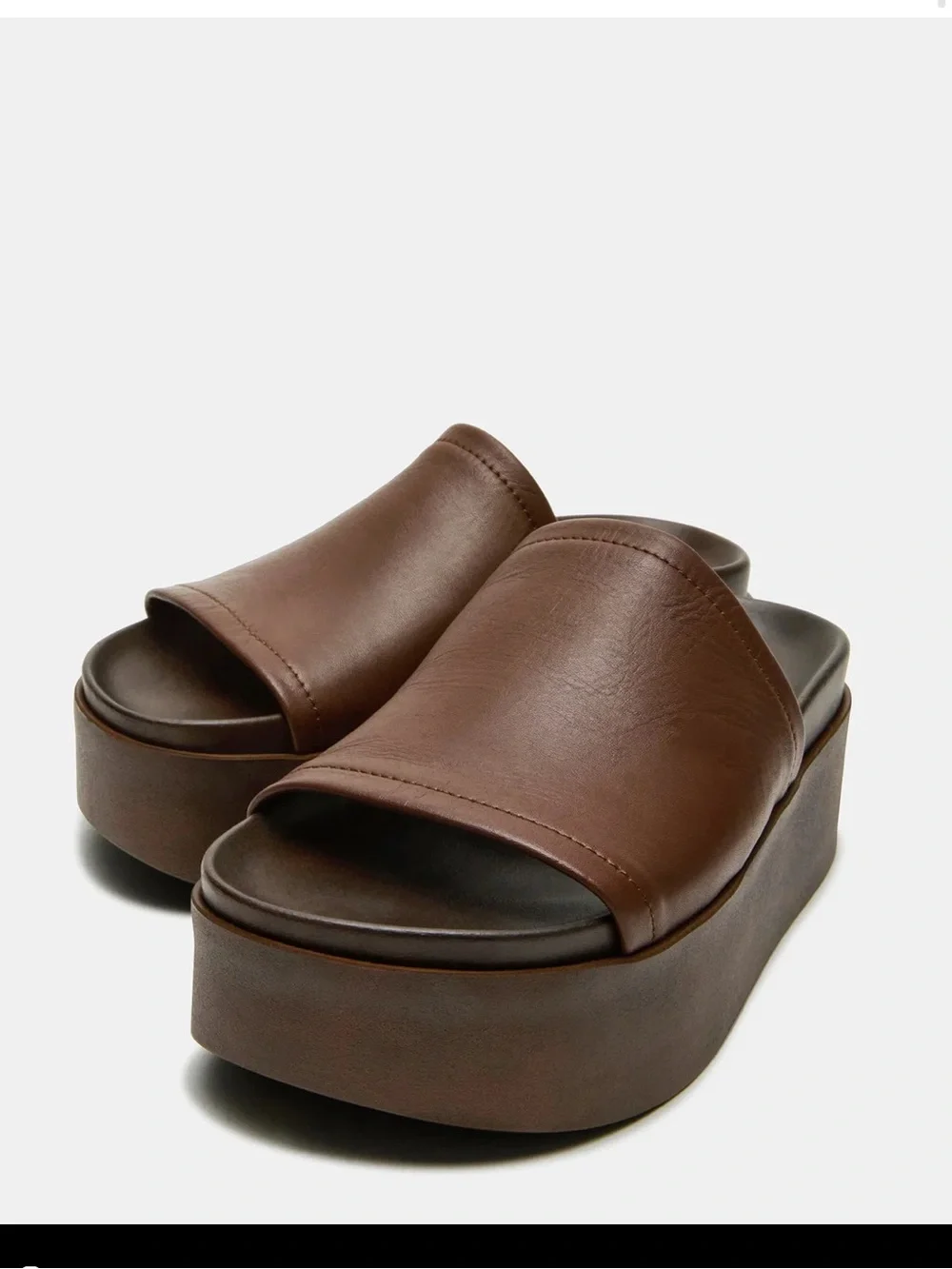 Steve Madden Brown Platform Slide Sandals